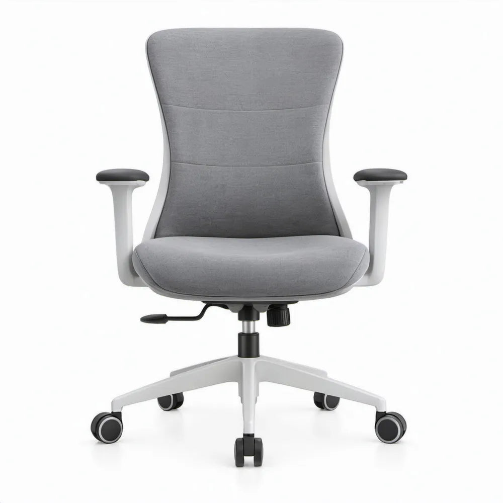 Ergonomische bureaustoel met armleuningen, grijs/wit/zwart, 64 x 62 x 96-106 cm