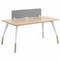 Bureau met akoestisch PET-viltscherm en kabeldoorvoer, licht eiken/wit/grijs, 160 x 80 x 75 cm