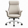 Ergonomische bureaustoel met hoge rugleuning en hoofdsteun, beige PU-kunstleer, 68 x 68 x 116-126 cm