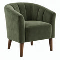 Olijfgroen polyesterfluweel met donkerbruine rubberhouten poten, 75 x 78 x 80 cm