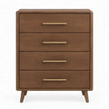 Ladekast met 4 lades, 80 x 45 x 110 cm, bruin met goudkleurige handgrepen