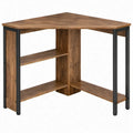 L-vormig hoekbureau met 2 opbergplanken 120 x 120 x 75 cm bruin/zwart