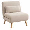 Loungefauteuil met kussen 78 x 75 x 86 cm crème bouclé met naturel rubberhouten poten