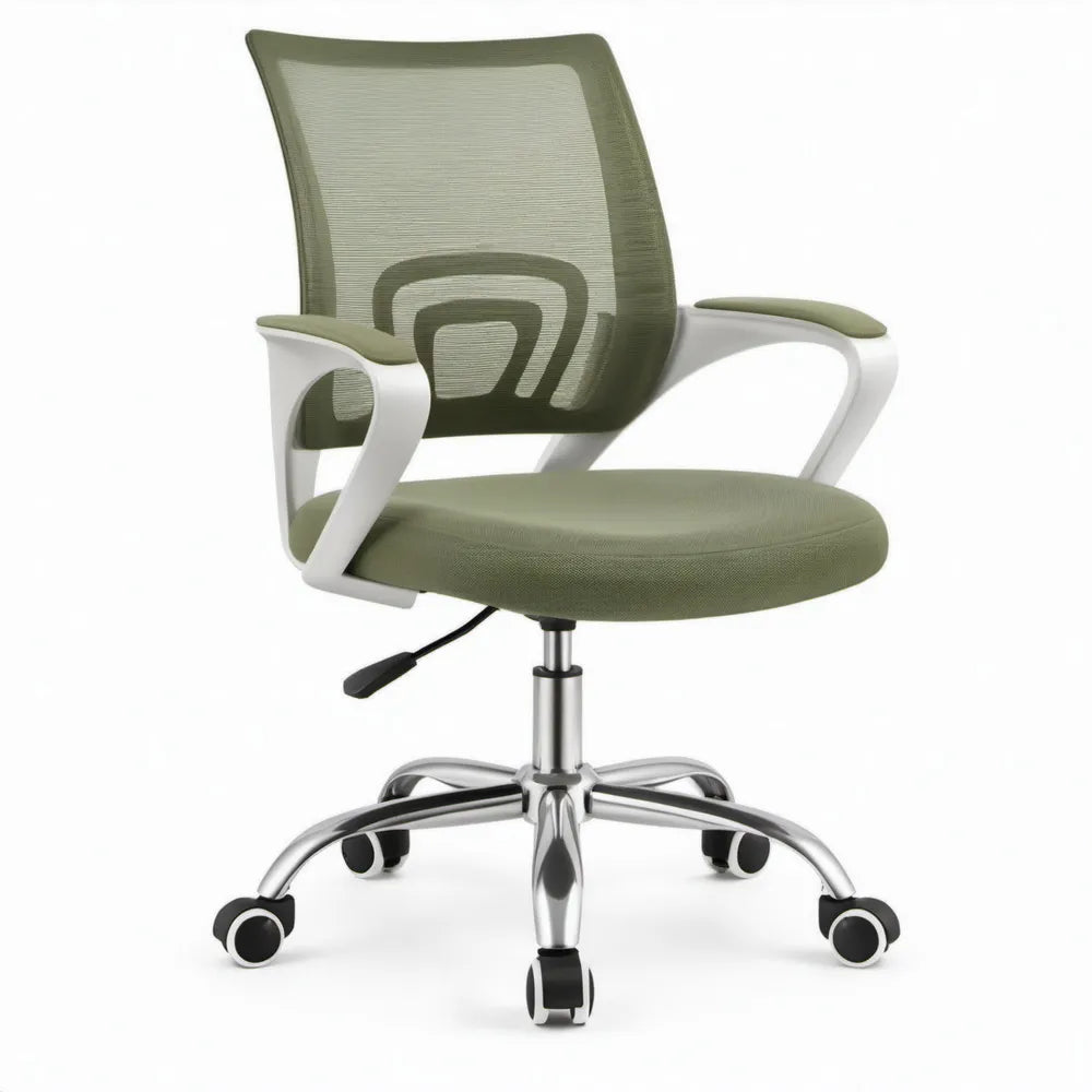 Verstelbare bureaustoel met armleuningen, groen/wit/zilverkleurig, 60 x 60 x 93-103 cm