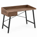 Bureau met lade 120 x 60 x 75 cm in walnootbruin en zwart