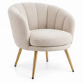 Bouclé fauteuil in crème met goudkleurige stalen poten, 75 x 70 x 78 cm