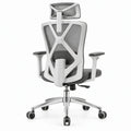 Ergonomische bureaustoel met verstelbare hoofdsteun en armleuningen – Grijs/Wit/Zwart – 66 x 66 x 118-128 cm