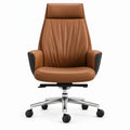 Directiestoel met hoge rugleuning van bruin kunstleer, 65 x 70 x 118-128 cm
