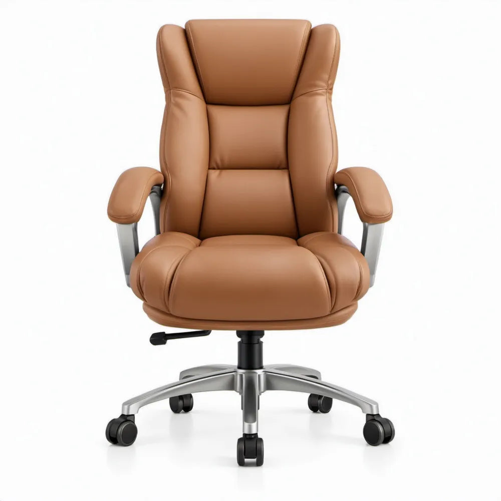 Ergonomische directiestoel van cognackleurig PU-kunstleer, 70 x 70 x 112-122 cm