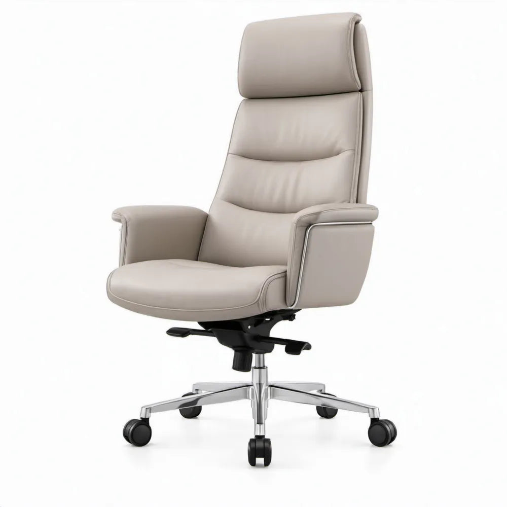 Bureaustoel met hoge rugleuning, verstelbare zithoogte en kantelfunctie, 68 x 68 x 118-128 cm, taupe