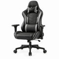 Verstelbare gamingstoel van kunstleer in Zwart/Grijs, 65 x 65 x 122-132 cm