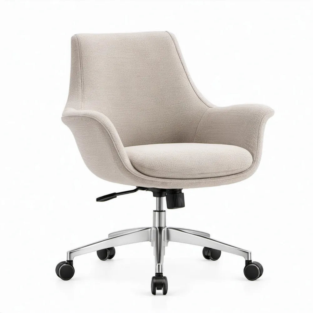 Draaibare en in hoogte verstelbare stoel met armleuningen, beige/zilver, 65 x 65 x 90-100 cm