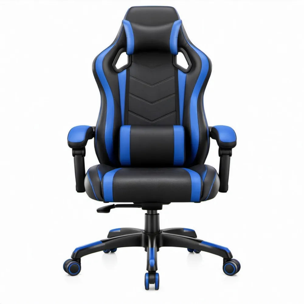 Verstelbare gamingstoel van PU-kunstleer zwart/blauw 64 x 64 x 112-122 cm