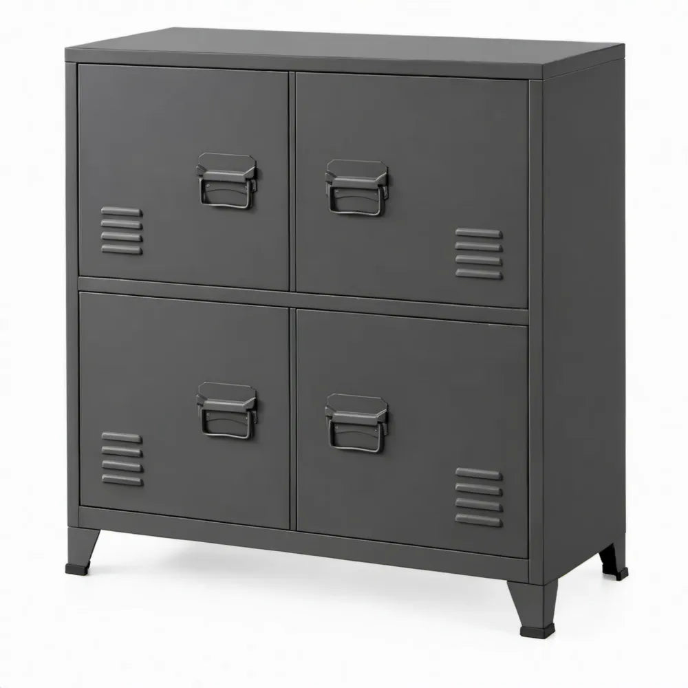 Stalen opbergkast met 4 deuren, antraciet, 80 x 40 x 100 cm
