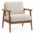 Scandinavische fauteuil met armleuningen, 68 x 76 x 80 cm, beige en bruin