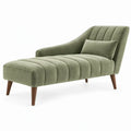 Olijfgroene fluwelen chaise longue met linkerarmleuning en kussen, 160 x 75 x 85 cm