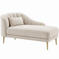 Chaise longue links 165 x 78 x 78 cm crème bouclé met goudkleurige stalen poten